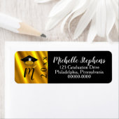 Gold Tone | Zwarte Afstudeerder Pet Jaar Monogram Etiket (Insitu)