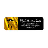 Gold Tone | Zwarte Afstudeerder Pet Jaar Monogram Etiket (Voorkant)