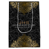 Gold-toners op zwart- Ornament Medium Cadeauzakje (Achterkant)
