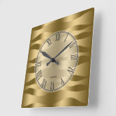 Gold Tones Abstract Wavy Zebra Stripes Pattern Vierkante Klok (Hoek)
