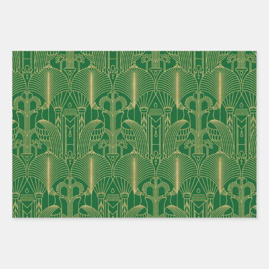 Gold tones Art Deco-patroon Inpakpapier Vel (Voorkant 3)