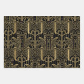 Gold tones Art Deco-patroon Inpakpapier Vel (Voorkant 2)