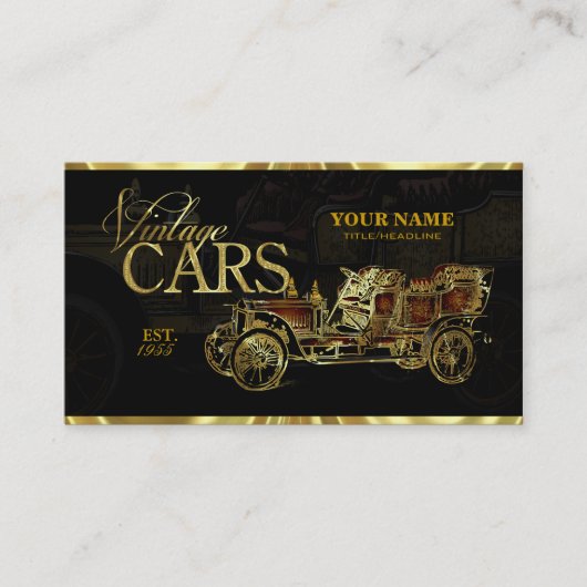 Gold Tones Automotive Vintage Auto's Sjabloon Visitekaartje (Voorkant)
