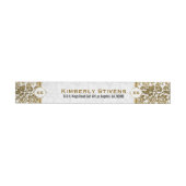 Gold Tones Floral Damasover White Background Omwikkelbaar Adreslabel (Individueel)