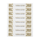 Gold Tones Floral Damasover White Background Omwikkelbaar Adreslabel (Vel)