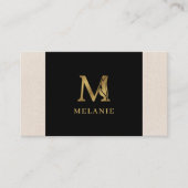 Gold tones letter M floral decorative Visitekaartje (Voorkant)