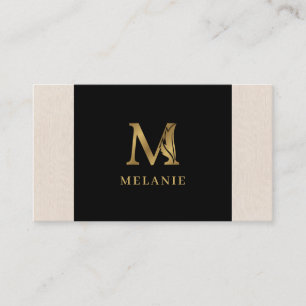 Gold tones letter M floral decorative Visitekaartje