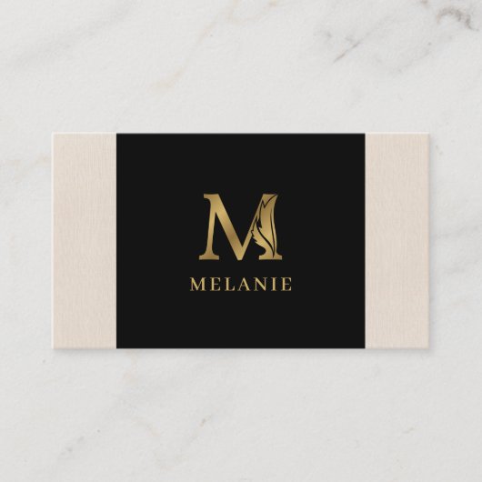 Gold tones letter M floral decorative Visitekaartje (Voorkant)