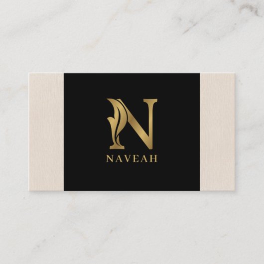 Gold tones letter N bloemdecoratief Visitekaartje (Voorkant)