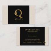 Gold tones letter Q bloemdecoratief Visitekaartje (Voorkant / Achterkant)