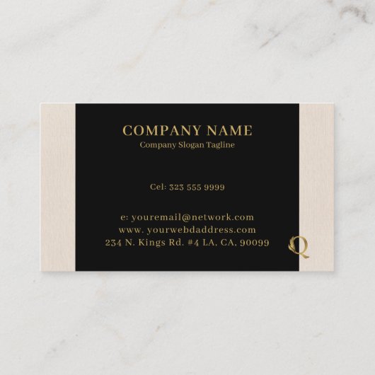 Gold tones letter Q bloemdecoratief Visitekaartje (Achterkant)