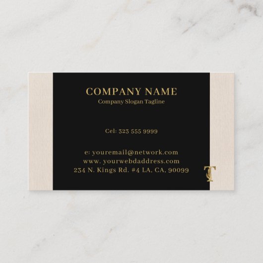 Gold tones letter T bloemdecoratief Visitekaartje (Achterkant)