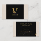 Gold tones letter V floraal decoratief Visitekaartje (Voorkant / Achterkant)