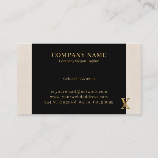 Gold tones letter X bloemdecoratief Visitekaartje (Achterkant)