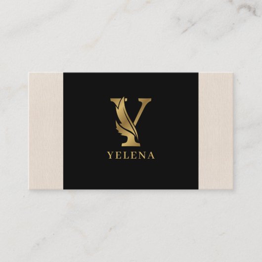 Gold tones letter Y floral decorative Visitekaartje (Voorkant)