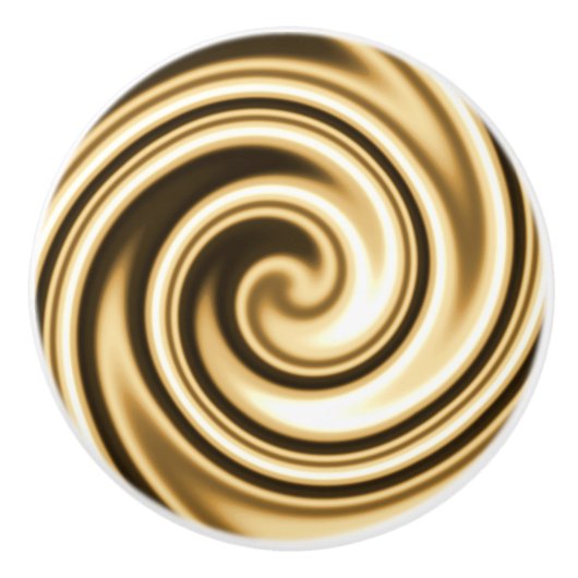 Gold Tones Soft Focus Spiral Swirl Keramische Knop (Voorkant)