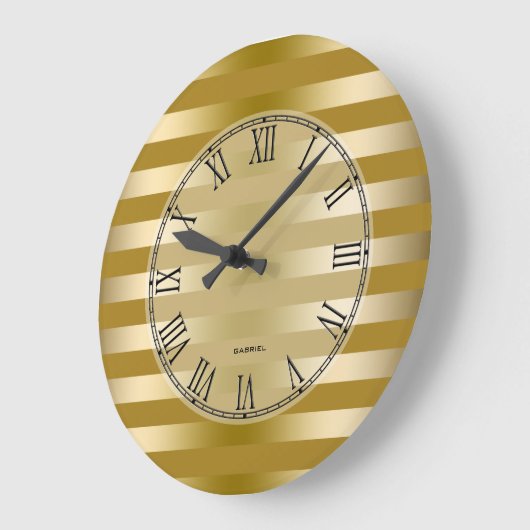Gold Tones Stripes Pattern Grote Klok (Hoek)