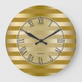 Gold Tones Stripes Pattern Grote Klok (Voorkant)