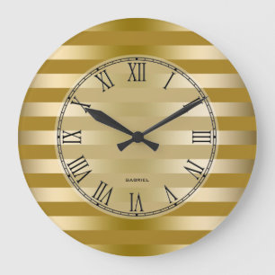 Gold Tones Stripes Pattern Grote Klok