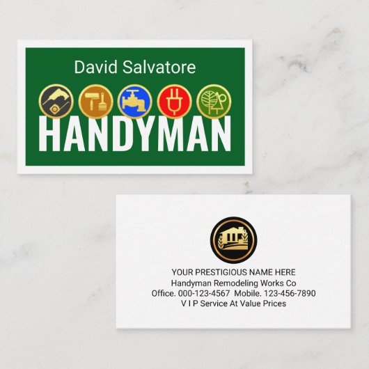 Gold Tools On Handyman Service Visitekaartje (Voorkant / Achterkant)