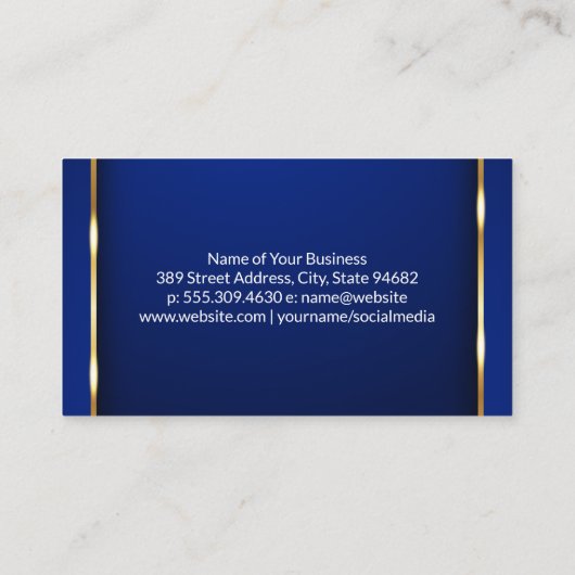 Gold Tooth Logo | Gold Trim Blue Background Visitekaartje (Achterkant)