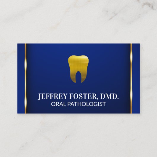Gold Tooth Logo | Gold Trim Blue Background Visitekaartje (Voorkant)