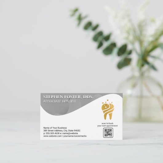 Gold Tooth Logo | Tandheelkunde | QR-code Visitekaartje (Staand voorkant)