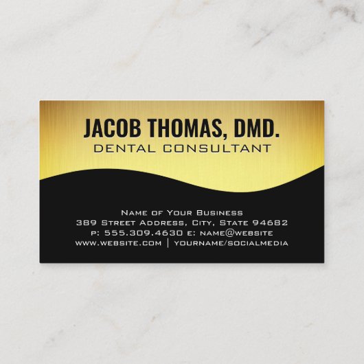 Gold Tooth-pictogram | Gold- en zwarte achtergrond Visitekaartje (Achterkant)