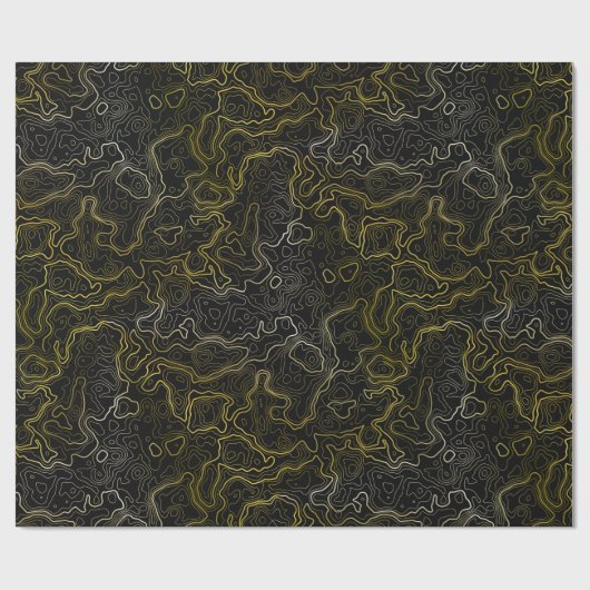 Gold Topography Wrapping Paper Cadeaupapier (Vlak)