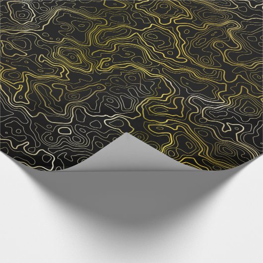 Gold Topography Wrapping Paper Cadeaupapier (Hoek)