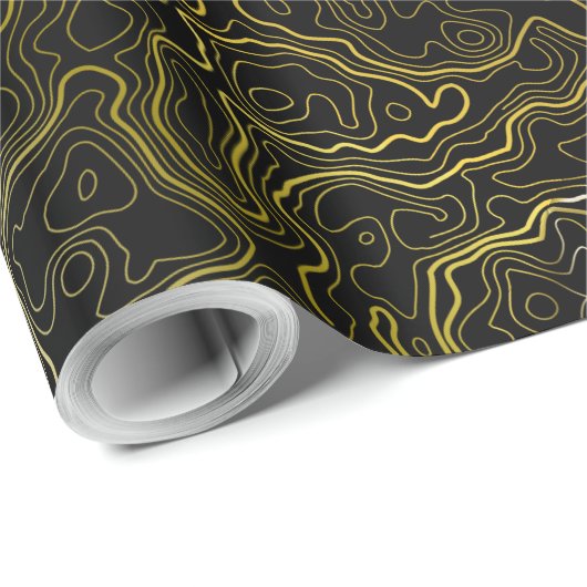 Gold Topography Wrapping Paper Cadeaupapier (Rol Hoek)