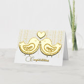 Gold Tortelduifjes Wedding Folie Wenskaart (Voorkant)