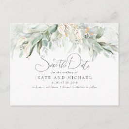 Gold Touch Green Romantisch Sla de datum op Briefkaart