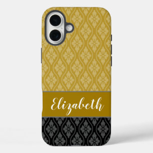 Gold Traditional Japanse Tatewaku Pattern iPhone 16 Plus Hoesje