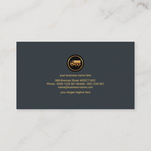 Gold Transport Routes Cargo Truck Service Visitekaartje (Achterkant)