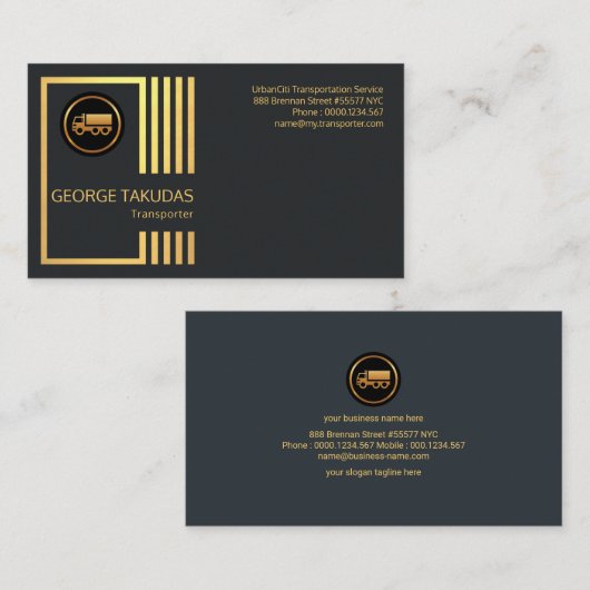 Gold Transport Routes Cargo Truck Service Visitekaartje (Voorkant / Achterkant)