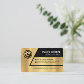 Gold Trapezium Layers Business Owner Visitekaartje (Staand voorkant)