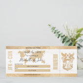 Gold Travel Boarding Pass Mexico Sla de datum op Kaart (Staand voorkant)