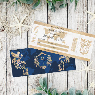 Gold Travel Boarding Pass Mexico Sla de datum op Kaart