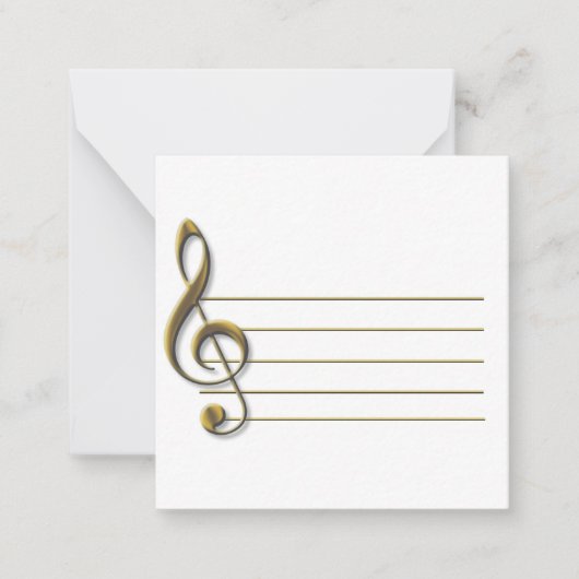 Gold Treble Clef Blank Notecard Notitiekaartje (Voorkant)
