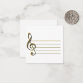 Gold Treble Clef Blank Notecard Notitiekaartje (Voorkant / Achterkant in situ)