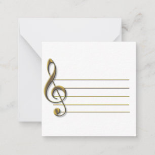 Gold Treble Clef Blank Notecard Notitiekaartje