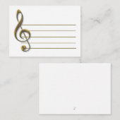 Gold Treble Clef Blank Notecard Notitiekaartje (Voorkant / Achterkant)