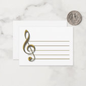 Gold Treble Clef Blank Notecard Notitiekaartje (Voorkant / Achterkant in situ)