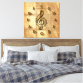 Gold Treble Clef Clock met Circle of Fifths Music Canvas Afdruk (Insitu (Slaapkamer))