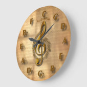 Gold Treble Clef Clock met Circle of Fifths Music Grote Klok (Hoek)