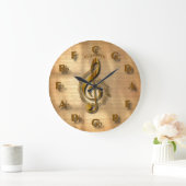 Gold Treble Clef Clock met Circle of Fifths Music Grote Klok (Huis)