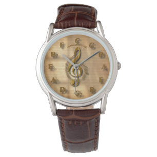 Gold Treble Clef Clock met Circle of Fifths Music Horloge