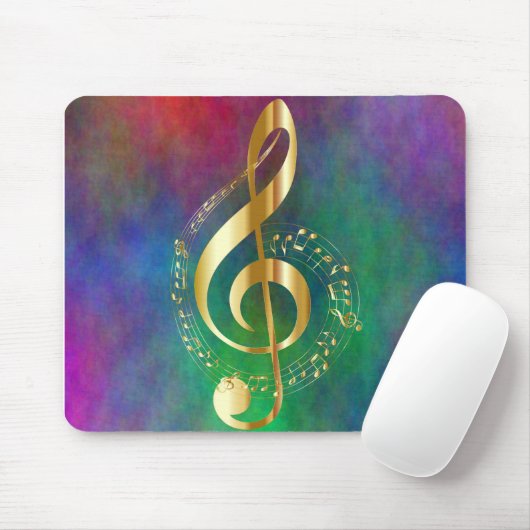 Gold Treble Clef Colorful Design Muismat (Met muis)