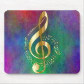 Gold Treble Clef Colorful Design Muismat (Voorkant)